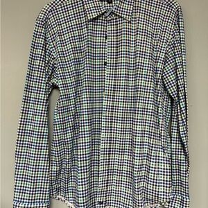 Butter Cloth Shirt Men Large Flip Cuff Soft Icy Cotton Button Up Check Plaid XL